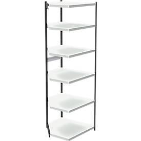 Stahlregal PROGRESS 2000, Eckregalfeld, ohne Rückwand, H 2250 x B 400 + T 600 mm, Rahmen schwarz