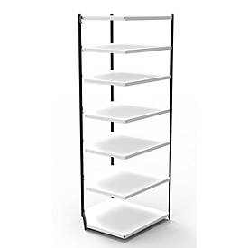 Stahlregal PROGRESS 2000, Eckregalfeld, ohne Rückwand, H 2600 x B 400 + T 300 mm, Rahmen schwarz