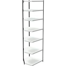 Stahlregal PROGRESS 2000, Eckregalfeld, ohne Rückwand, H 2600 x B 400 + T400 mm, Rahmen schwarz