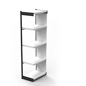 Stahlregal PROGRESS 2000, Eckregalfeld, Rückwand, H 1900 x B 400 + T 400 mm, Rahmen silber