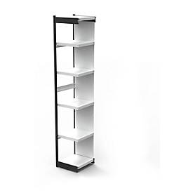 Stahlregal PROGRESS 2000, Eckregalfeld, Rückwand, H 2250 x B 400 + T 400 mm, Rahmen silber