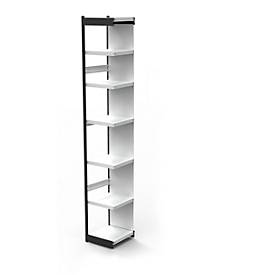 Stahlregal PROGRESS 2000, Eckregalfeld, Rückwand, H 2600 x B 400 + T 400 mm, Rahmen silber