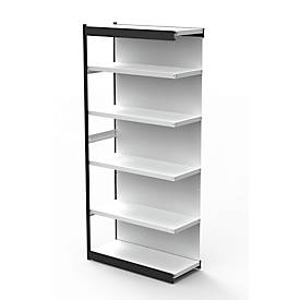 Stahlregal PROGRESS 2000, Regalfeld, Rückwand, H 2250 x B 750 x T 600 mm, Rahmen schwarz