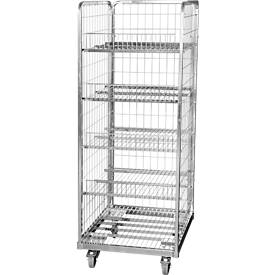 Stahlrollbehälter 600 x 600 mm mit 2 Seitenwänden und 1 Rückwand