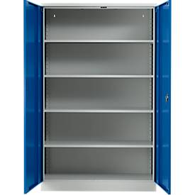 Stahlschrank, H 1950 x B 1200 x T 420 mm, lichtgrau 7035/enzianblau 5010