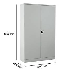 Stahlschrank, H 1950 x B 1200 x T 420 mm, lichtgrau 7035
