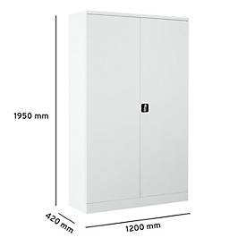 Stahlschrank, H 1950 x B 1200 x T 420 mm, weiß 9016