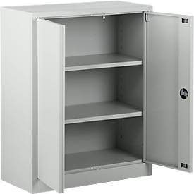 Stahlschrank, höhenverstellbarer Fachboden, abschließbar, H 1000 mm, lichtgrau/lichtgrau