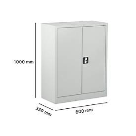Stahlschrank, höhenverstellbarer Fachboden, abschließbar, H 1000 mm, lichtgrau/lichtgrau