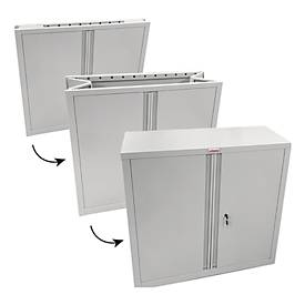 Stahlschrank Phoenix SCF0891GGK, faltbar, 1 Fachboden, Schlüsselschloss, B 915 x T 370 x H 830 mm, Stahl, lichtgrau RAL 7035