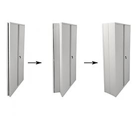 Stahlschrank Phoenix SCF1891GGK, faltbar, 4 Fachböden, Schlüsselschloss, B 915 x T 370 x H 1830 mm, Stahl, lichtgrau RAL 7035