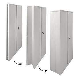 Stahlschrank Phoenix SCF1891GGK, faltbar, 4 Fachböden, Schlüsselschloss, B 915 x T 370 x H 1830 mm, Stahl, lichtgrau RAL 7035