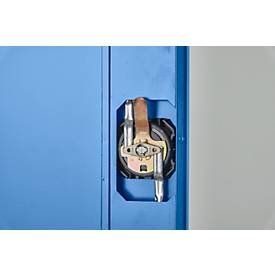 Stahlschrank, Zylinderschloss, B 916 x T 422 x H 1950 mm, lichtgrau RAL 7035/enzianblau RAL 5010