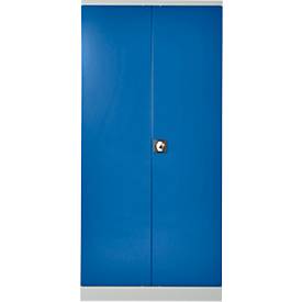 Stahlschrank, Zylinderschloss, B 916 x T 422 x H 1950 mm, lichtgrau RAL 7035/enzianblau RAL 5010