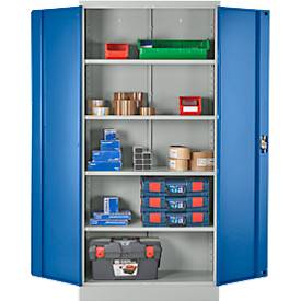 Stahlschrank, Zylinderschloss, B 916 x T 422 x H 1950 mm, lichtgrau RAL 7035/enzianblau RAL 5010