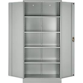 Stahlschrank, Zylinderschloss, B 916 x T 422 x H 1950 mm, lichtgrau RAL 7035