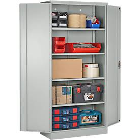 Stahlschrank, Zylinderschloss, B 916 x T 422 x H 1950 mm, lichtgrau RAL 7035