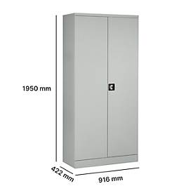 Stahlschrank, Zylinderschloss, B 916 x T 422 x H 1950 mm, lichtgrau RAL 7035