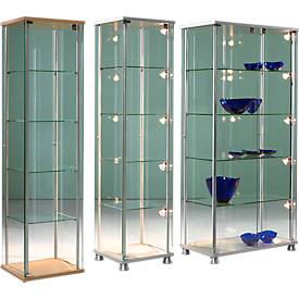 Stand-Präsentationsvitrine Forum V, B 830 x T 430 x H 1760 mm o. Beleuchtung