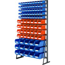 Standaardrek, aan één zijde te vullen, 12 rijen, incl. 50 x doorzichtige opbergbakken SSI Schäfer serie PROFI LF 211/28 x PROFI LF 221/15 x PROFI LF 321, B 1145 x D 400 x H 1950 mm, staal, antracietgrijs RAL 7016