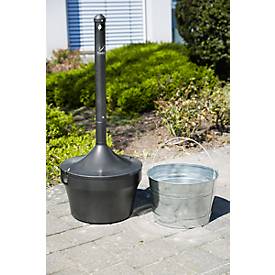 Standascher Rubbermaid Aladdin, 16 l, flammverlöschend, verzinkter Inneneimer, leichte Entsorgung, Ø 410 x H 984 mm, Stahlblech, schwarz