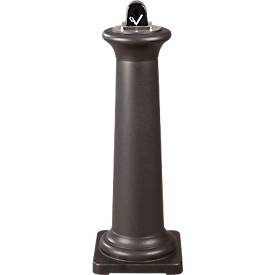 Standascher Rubbermaid® GroundsKeeper® Tuscan, für den Außenbereich, Volumen 4,4 l, mit Inneneimer, Ø 330 x H 974 mm, Edelstahl & Kunststoff, schwarz