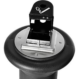 Standascher Rubbermaid® GroundsKeeper® Tuscan, für den Außenbereich, Volumen 4,4 l, mit Inneneimer, Ø 330 x H 974 mm, Edelstahl & Kunststoff, schwarz