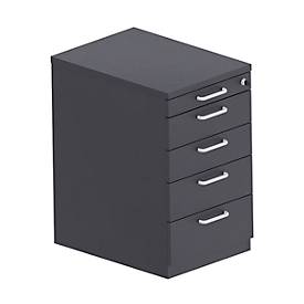 Standcontainer BEXXSTAR, 4 Schübe, Utensilienauszug, B 430 x T 600 x H 740 mm, schwarz