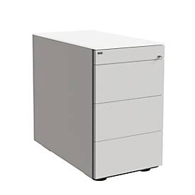 Standcontainer SOLUS PLAY, 1 Utensilienauszug, 3 Schübe, Tiefe 800 mm, grifflos, weiß