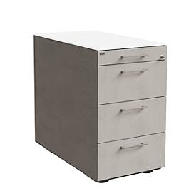 Standcontainer SOLUS PLAY, 1 Utensilienauszug, 3 Schübe, Tiefe 800 mm, mit Griff, Ceramic grey