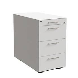 Standcontainer SOLUS PLAY, 1 Utensilienauszug, 3 Schübe, Tiefe 800 mm, mit Griff, weiß