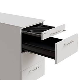 Standcontainer SOLUS PLAY, 1 Utensilienauszug, 3 Schübe, Tiefe 800 mm, mit Griff, weiß