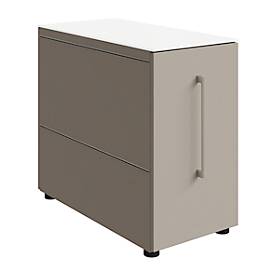 Standcontainer SOLUS PLAY, mit Auszug, Ansatz links, Tiefe 400 mm, Stone grey