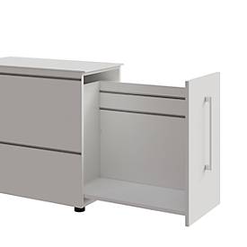 Standcontainer SOLUS PLAY, mit Auszug, Ansatz links, Tiefe 400 mm, weiß
