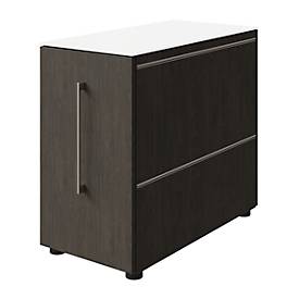 Standcontainer SOLUS PLAY, mit Auszug, Ansatz rechts, Tiefe 400 mm, Mooreiche