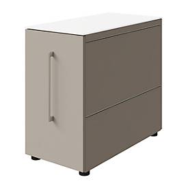 Standcontainer SOLUS PLAY, mit Auszug, Ansatz rechts, Tiefe 400 mm, Stone grey