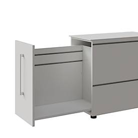 Standcontainer SOLUS PLAY, mit Auszug, Ansatz rechts, Tiefe 400 mm, weiß