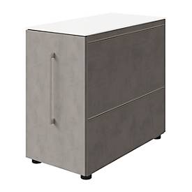 Standcontainer SOLUS PLAY, mit Utensilienauszug, Schublade, Ansatz rechts, Tiefe 400 mm, Ceramic grey