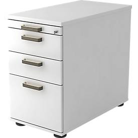 Standcontainer TOPAS LINE, 2 Schübe, 1 Hängeregistraturauszug, 1 Utensilienauszug, abschließbar, weiß/weiß