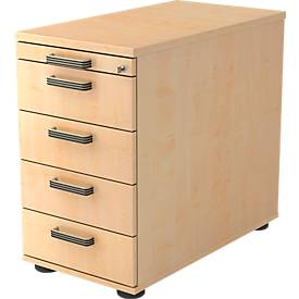 Standcontainer TOPAS LINE, 4 Schübe, 1 Utensilienauszug, abschließbar, Ahorn-Dekor/Ahorn-Dekor