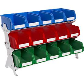 Standregal Schäfer Shop Select, mit 15 Sichtlagerkästen SSI Schäfer Serie PROFI LF 211, B 535 x H 366 x T 165 mm