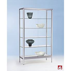 Standvitrine BST, Brandschutzklasse B1, 5 Fächer, abschließbare Schiebetüren, B 1500 x T 500 x H 1950 mm, Aluminium/Glas, silber
