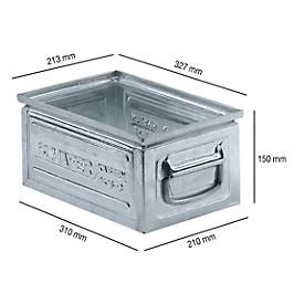 Stapelbak serie ST14/6-3, staal, inhoud 9,3 L, ideaal voor zware goederen, gegalvaniseerd.