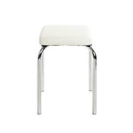 Stapelhocker HAKU, eckig, Sitzpolster, Bezug Kunstleder weiß, B 360 x T 360 x H 490 mm, Stahl chromsilber, 8 Stück