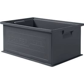 Stapelkasten Serie 14/6-2, aus PP, ESD-leitfähig, Inhalt 21 L, schwarz