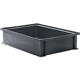 Stapelkasten Serie 14/6-2G, aus PP, ESD-leitfähig, Inhalt 10,3 L, schwarz