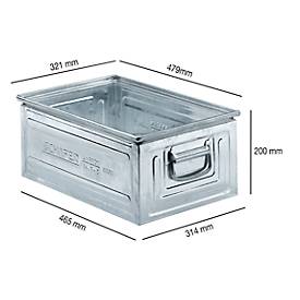 Stapelkasten Serie 14/6-2, aus Stahl, Inhalt 25 L, ideal f. schwere Güter