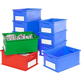 Stapelkasten SSI Schäfer Serie 14/6-2, Volumen 21 l, bis 30 kg, Griffmulden & Etikettenhalter, Polypropylen, blau, 10 Stück