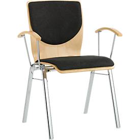 Stapelstuhl 7450, Formsitz, Lordosenstütze, Rückenpolster, mit Armlehnen, Bezugsstoff Kashmara, schwarz