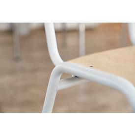 Stapelstuhl Ceha® CS 3, stapelbar bis 15 Stück, ohne Armlehnen, Sperrholz & Stahlrohr pulverbeschichtet, B 385 x T 390 x H 490 mm, Buche/blau